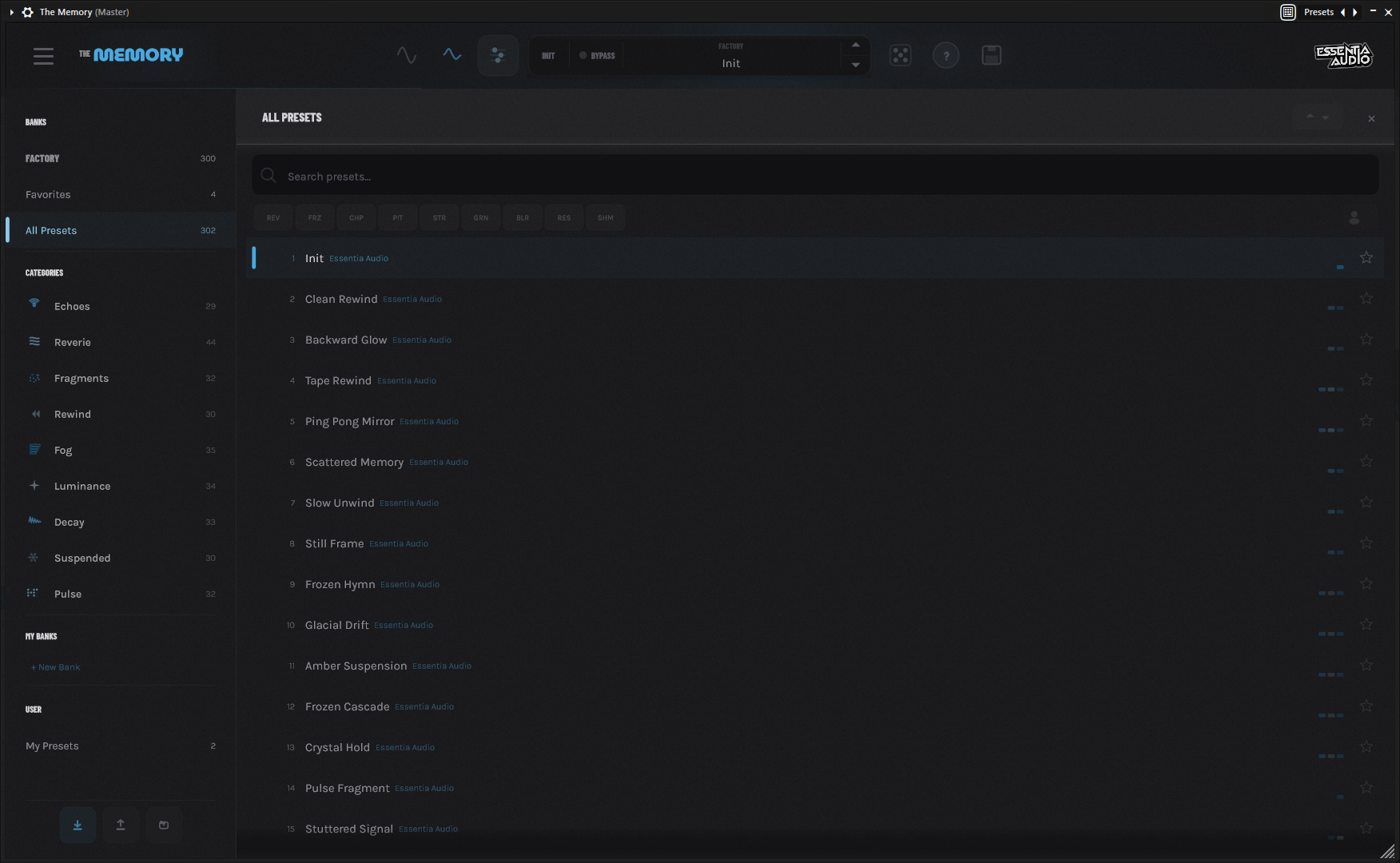 Plugin interface screenshot